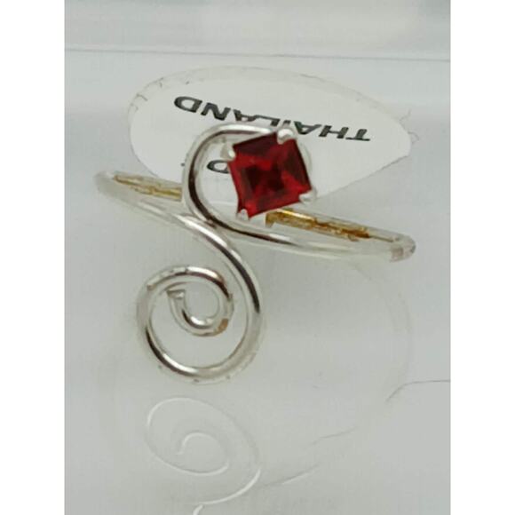 Sexy Ruby Red Crystal Rhinestone Toe Ring Adjustable Size  Sterling Silver NEW - Picture 2 of 8